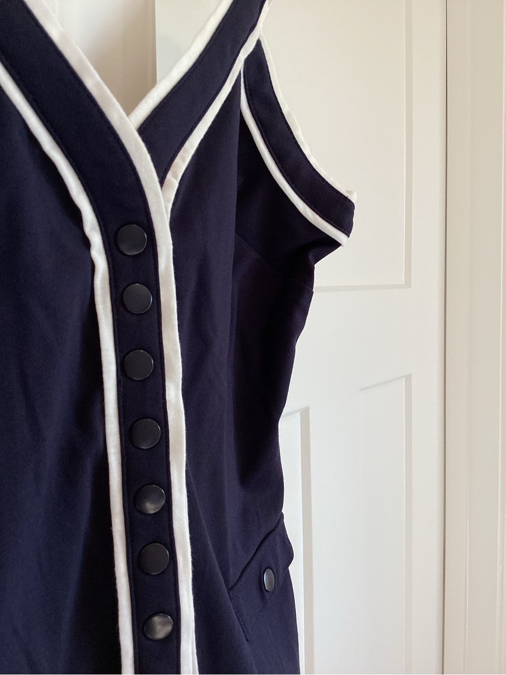 Anthropologie Button Front Long Line Shirt Maeve New Small Navy Blue - Picture 9 of 14